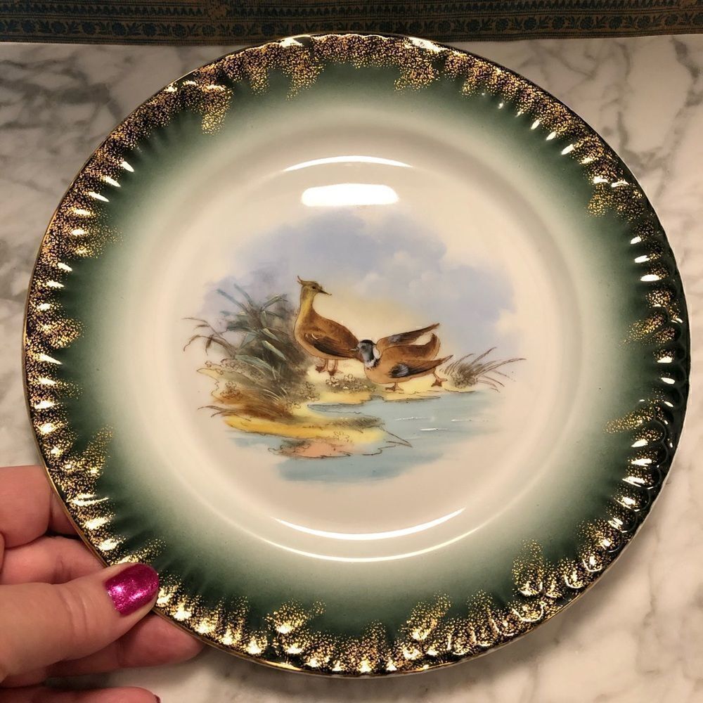 Vintage Carlsbad Austria Hand Painted Duck Scene Plate
